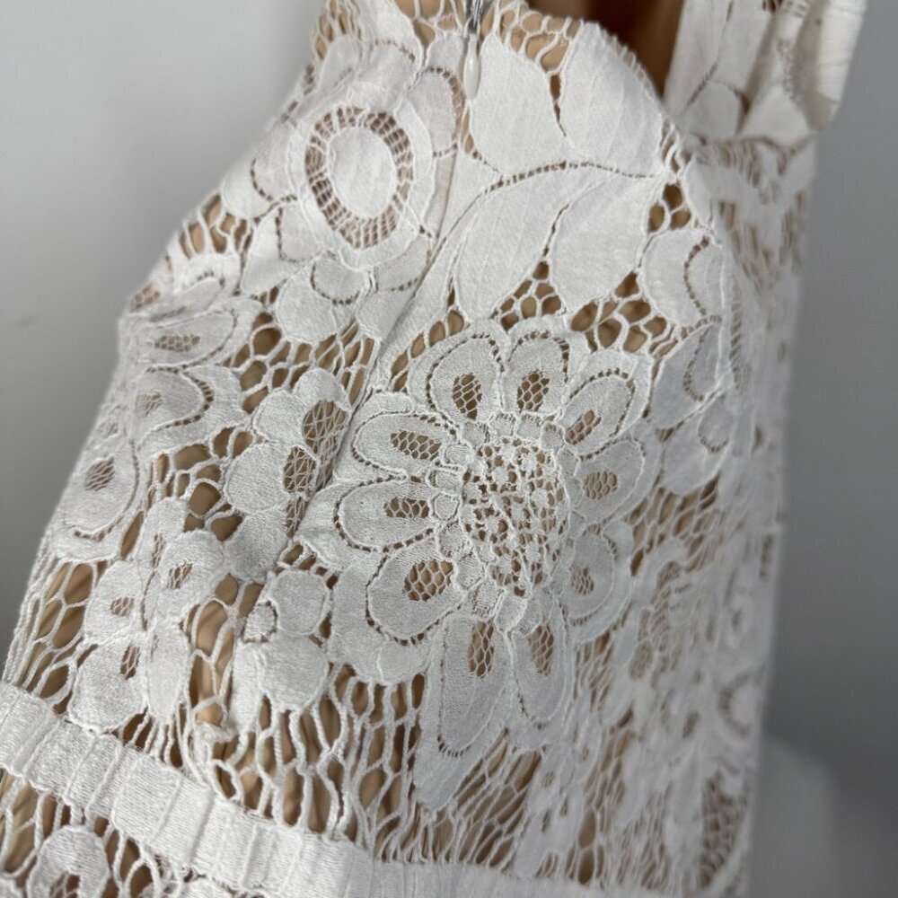 For Love & Lemons White Lace Fit Flare Sleeveless Dress Lined Boho Festival XS - Picture 12 of 15
